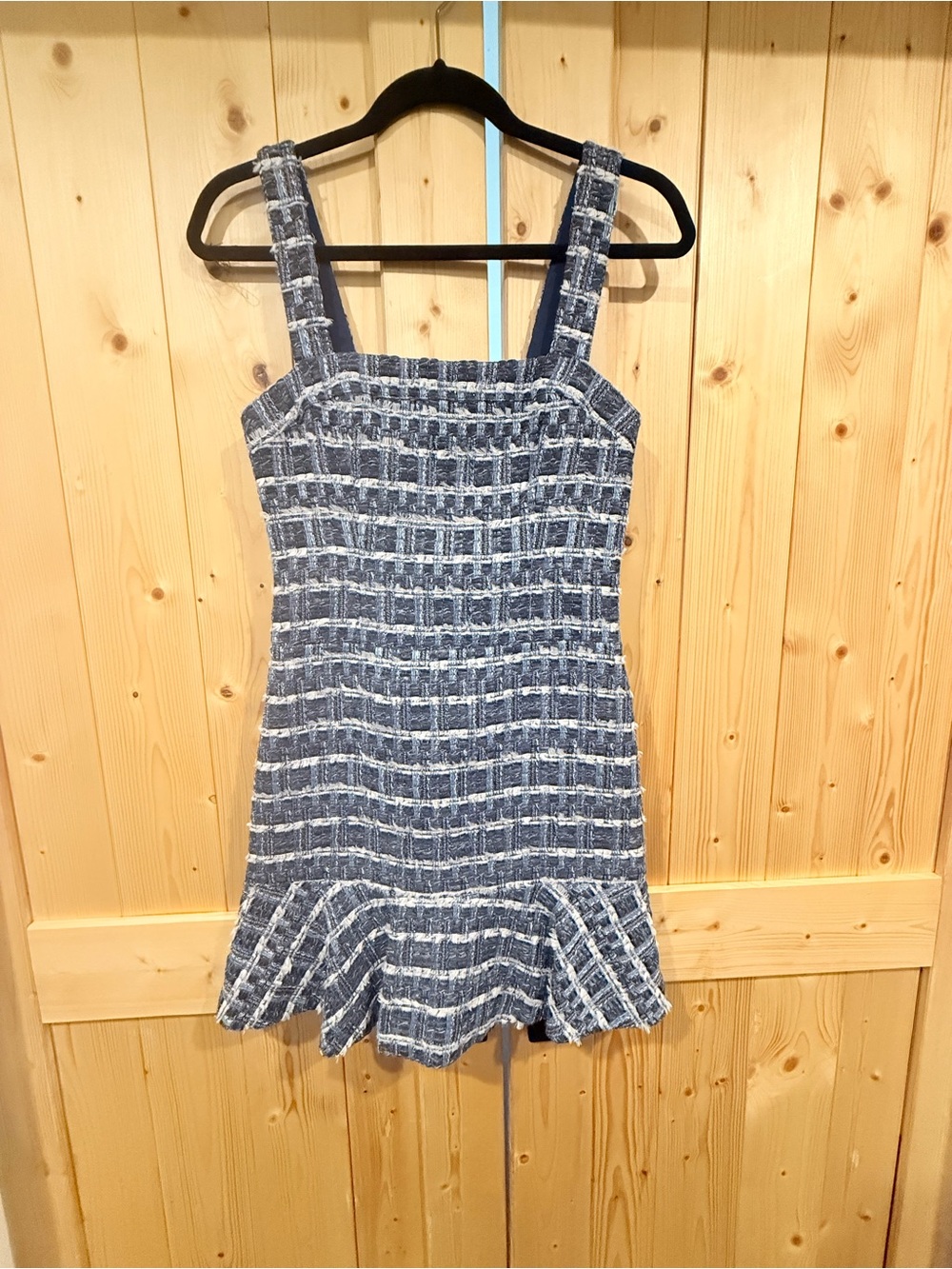 Alice + Olivia Blue and White Tweed Mini Dress